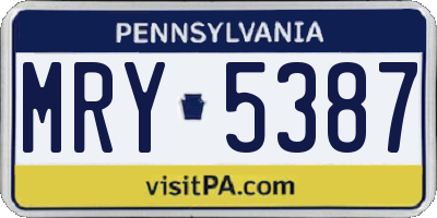 PA license plate MRY5387