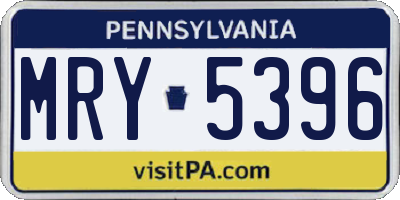 PA license plate MRY5396