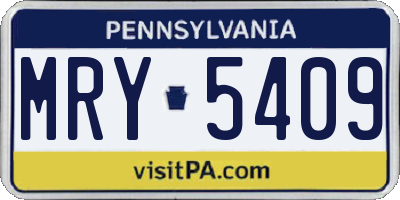 PA license plate MRY5409