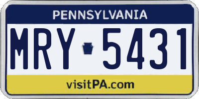 PA license plate MRY5431