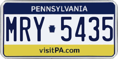 PA license plate MRY5435