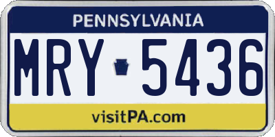 PA license plate MRY5436