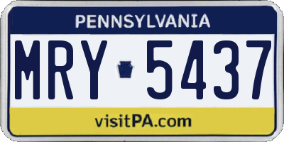 PA license plate MRY5437