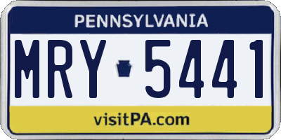 PA license plate MRY5441