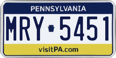 PA license plate MRY5451