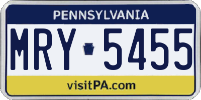 PA license plate MRY5455