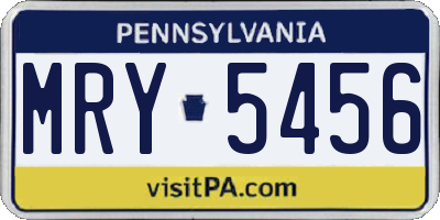 PA license plate MRY5456