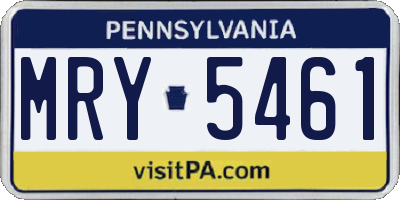 PA license plate MRY5461