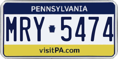 PA license plate MRY5474
