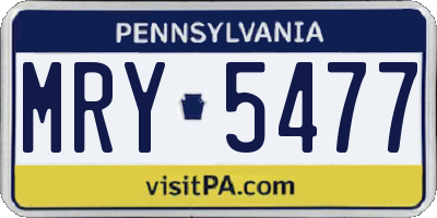 PA license plate MRY5477