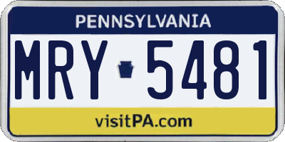 PA license plate MRY5481