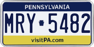 PA license plate MRY5482
