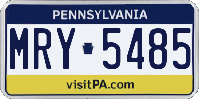 PA license plate MRY5485