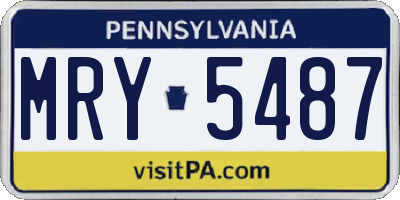 PA license plate MRY5487