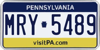 PA license plate MRY5489