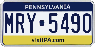 PA license plate MRY5490