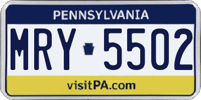 PA license plate MRY5502