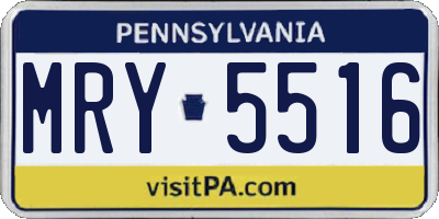 PA license plate MRY5516