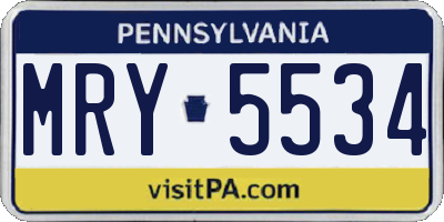 PA license plate MRY5534