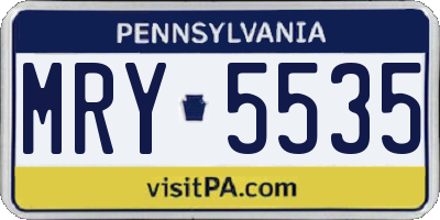 PA license plate MRY5535