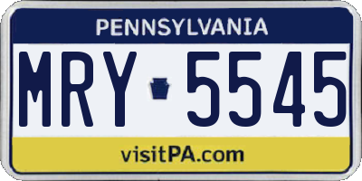 PA license plate MRY5545