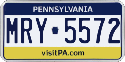 PA license plate MRY5572
