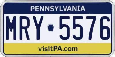 PA license plate MRY5576