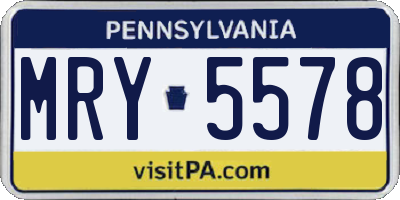 PA license plate MRY5578
