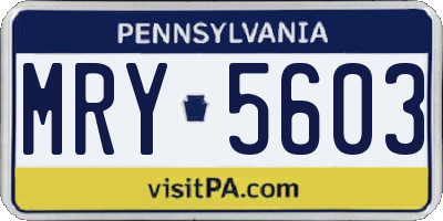 PA license plate MRY5603