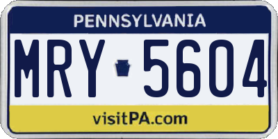 PA license plate MRY5604