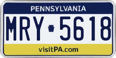 PA license plate MRY5618