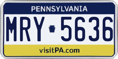 PA license plate MRY5636