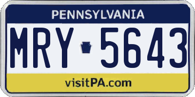 PA license plate MRY5643