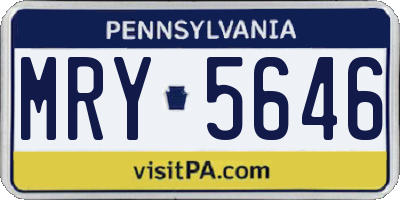 PA license plate MRY5646