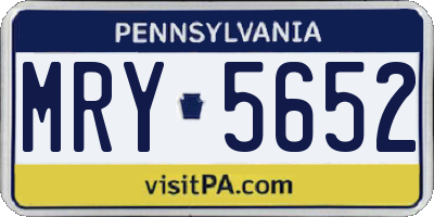 PA license plate MRY5652