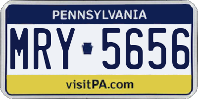 PA license plate MRY5656