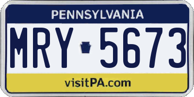 PA license plate MRY5673