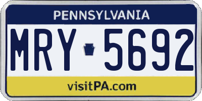 PA license plate MRY5692