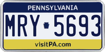 PA license plate MRY5693