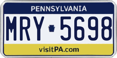 PA license plate MRY5698