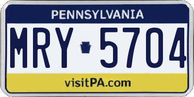 PA license plate MRY5704