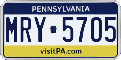 PA license plate MRY5705