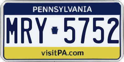 PA license plate MRY5752