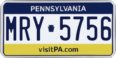 PA license plate MRY5756