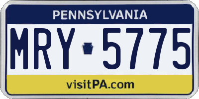 PA license plate MRY5775