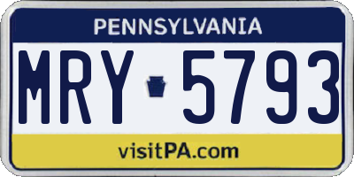 PA license plate MRY5793