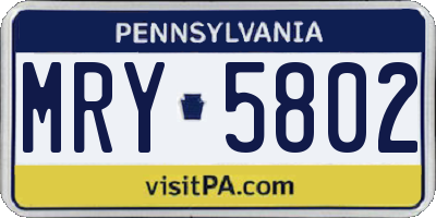 PA license plate MRY5802