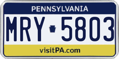 PA license plate MRY5803