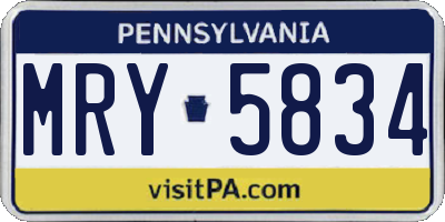 PA license plate MRY5834