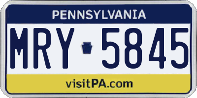 PA license plate MRY5845